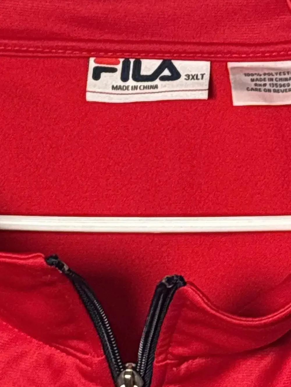 Fila Men's Big and Tall Red Full-Zip Track Jacket with Logo Tape